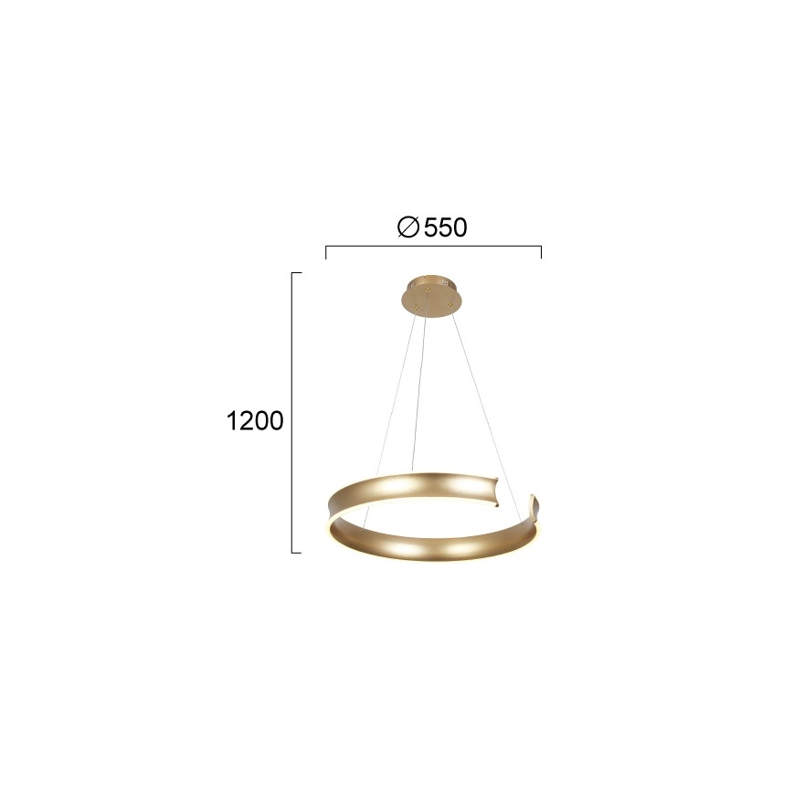LED lestenec na kablu MARLEN LED/36W/230V v zlati barvi