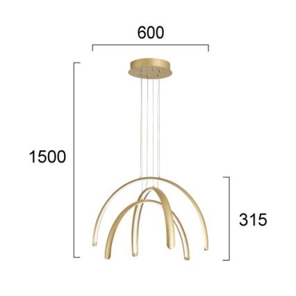 LED lestenec na kablu MEGAN LED/41W/230V zlati