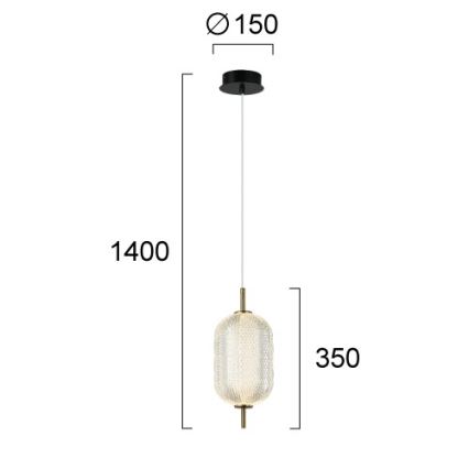 LED lestenec na kablu PELLUCID LED/11W/230V v zlati/prozorni izvedbi