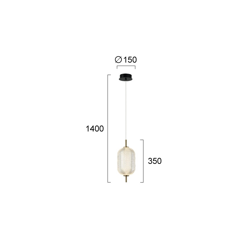 LED lestenec na kablu PELLUCID LED/11W/230V v zlati/prozorni izvedbi