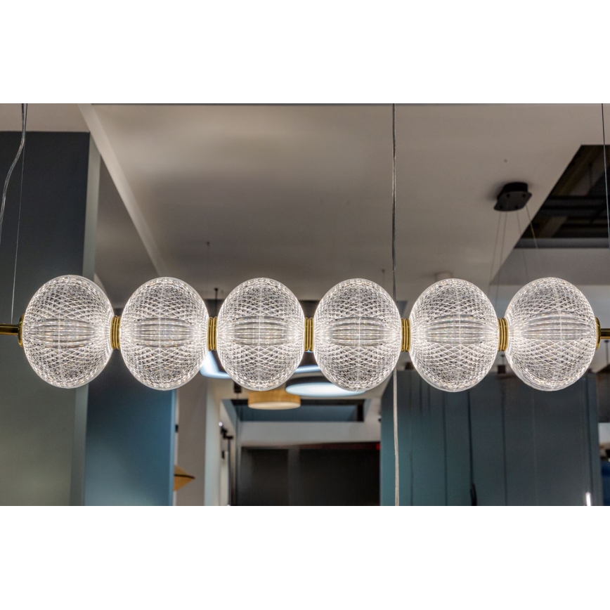 LED lestenec na kablu PELLUCID LED/23W/230V zlata/prozorna