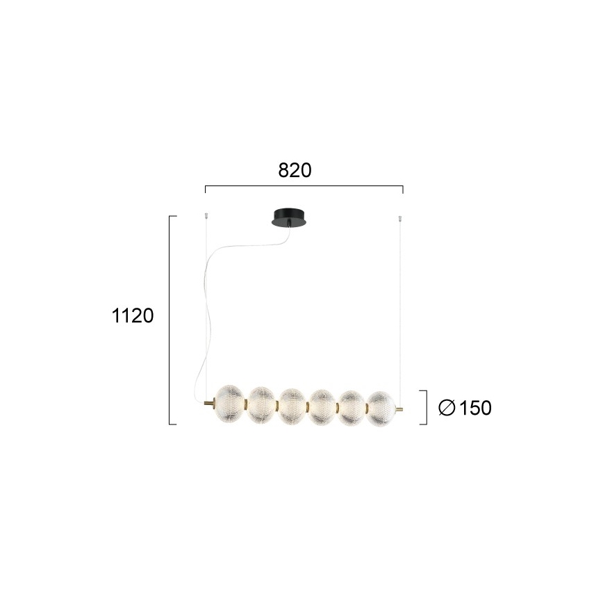 LED lestenec na kablu PELLUCID LED/23W/230V zlata/prozorna