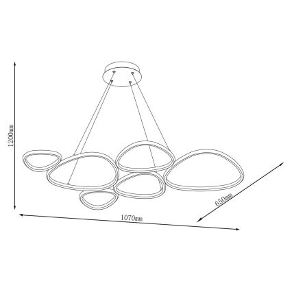 LED lestenec na kablu PETRA LED/58W/230V 4000K črn