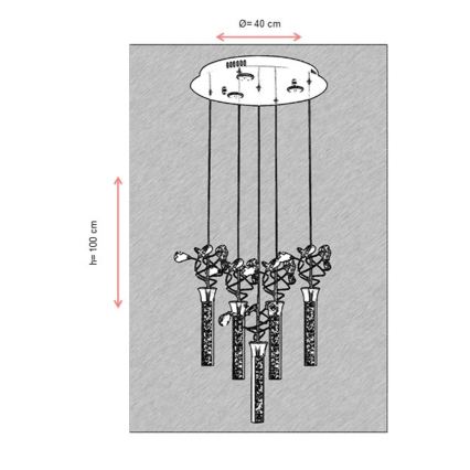 LED lestenec na kablu PIGEON 5xLED/6W/230V 6500K sijajni krom