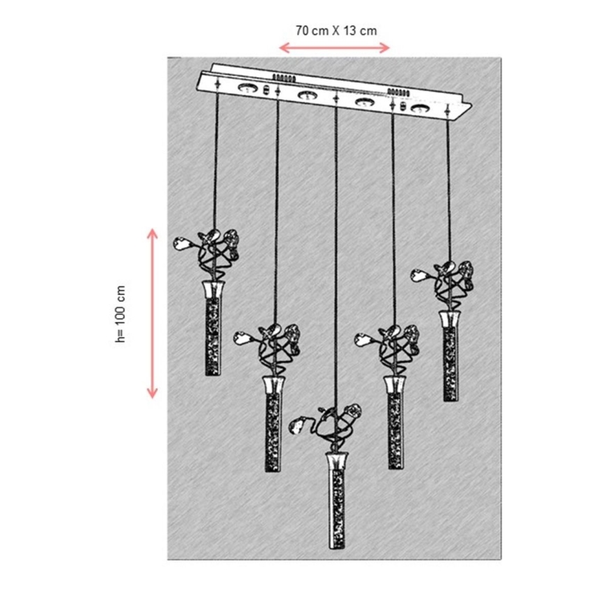 LED lestenec na kablu PIGEON 5xLED/6W/230V 6500K sijajni krom