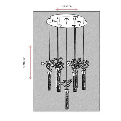 LED lestenec na kablu PIGEON 7xLED/6W/230V 6500K sijajni krom