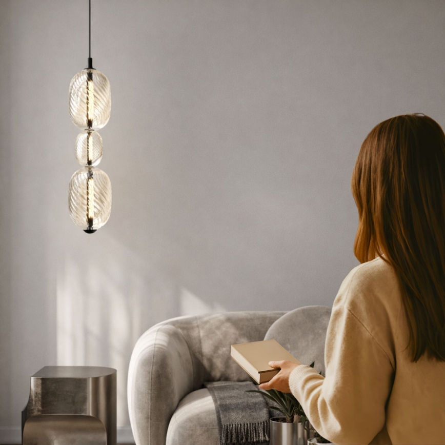 LED lestenec na kablu PLAYA LED/12W/230V črna