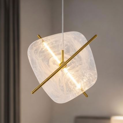 LED lestenec na kablu RELAX LED/15W/230V zlata/bela