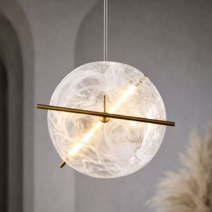 LED lestenec na kablu RELAX LED/15W/230V zlata/bela