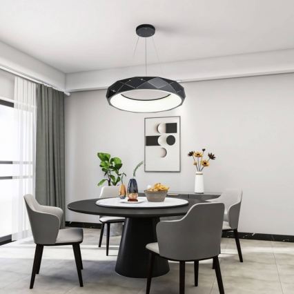 LED lestenec na kablu REUS, 36 W, 230 V, 4000 K, premer 61 cm, črna