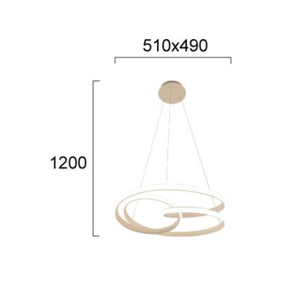 LED lestenec na kablu RIBBON LED/42W/230V v bež barvi