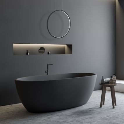 LED lestenec na kablu SATURNO LED/28W/230V Ø 50 cm IP44 črn