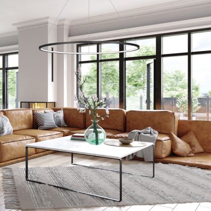 LED lestenec na kablu SATURNO LED/57W/230V, premer 100 cm, IP44, črna