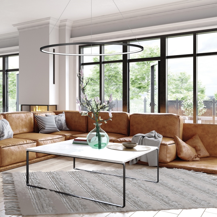 LED lestenec na kablu SATURNO LED/57W/230V, premer 100 cm, IP44, črna