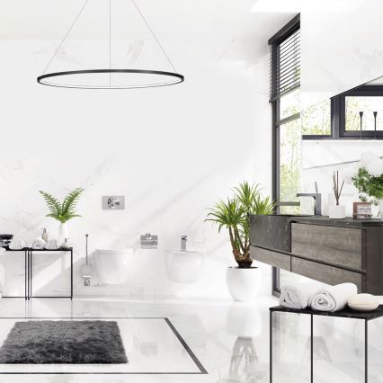 LED lestenec na kablu SATURNO LED/65W/230V, premer 120 cm, IP44, črna