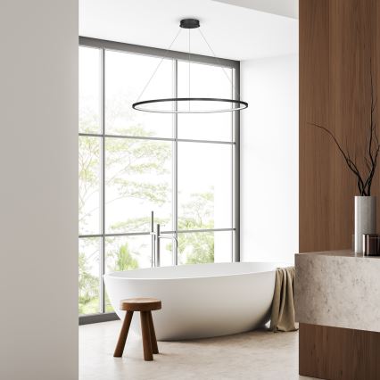 LED lestenec na kablu SATURNO LED/65W/230V, premer 120 cm, IP44, črna