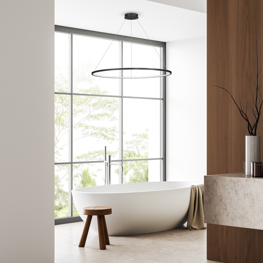 LED lestenec na kablu SATURNO LED/65W/230V, premer 120 cm, IP44, črna