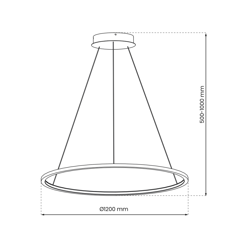 LED lestenec na kablu SATURNO LED/65W/230V, premer 120 cm, IP44, črna