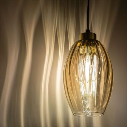 LED lestenec na kablu SEBO 1xE27/15W/230V črna/dimna bež