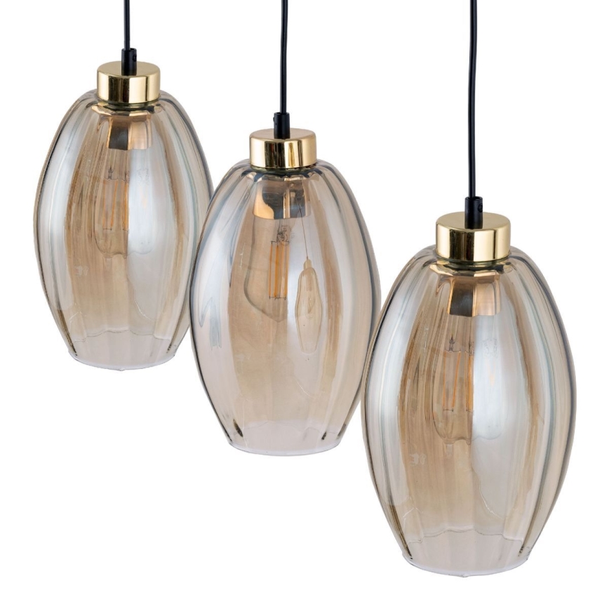 LED lestenec na kablu SEBO 3xE27/15W/230V črna/dimljeno bež