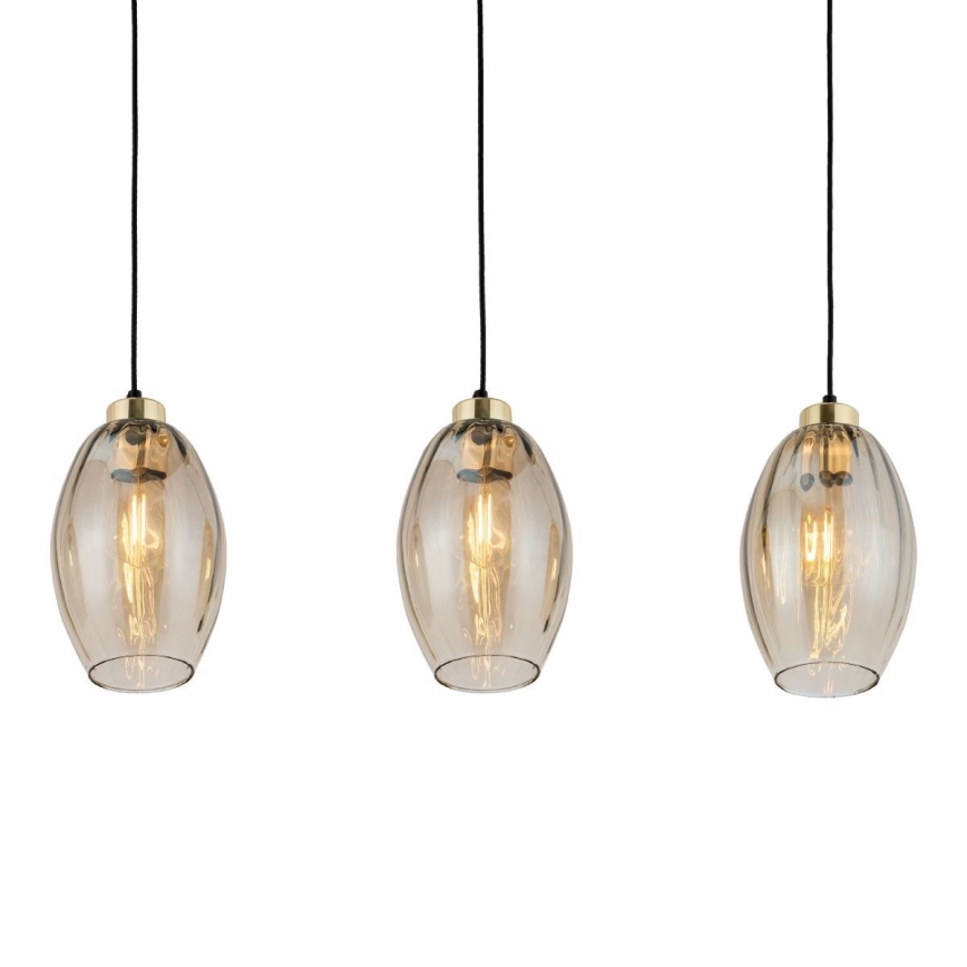LED lestenec na kablu SEBO 3xE27/15W/230V črna/dimljeno bež