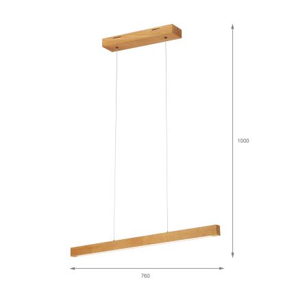 LED lestenec na kablu VERDE LED/18W/230V 3000K 76 cm hrast