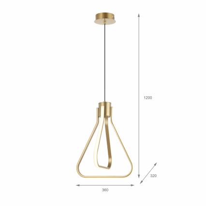 LED lestenec na kablu ZING LED/19W/230V zlate barve