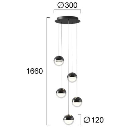 LED lestenec na kablu ZIREA LED/30W/230V črna