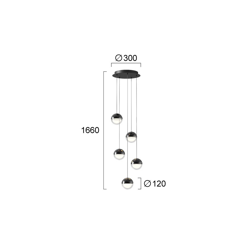 LED lestenec na kablu ZIREA LED/30W/230V črna
