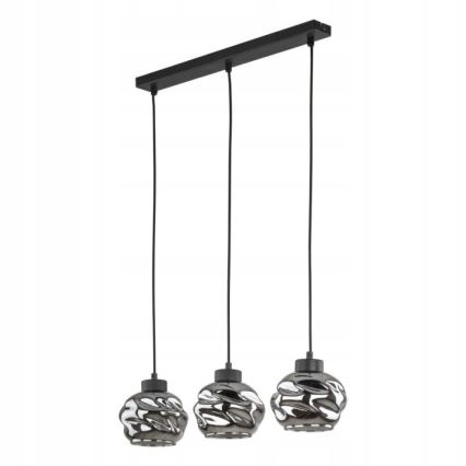 LED lestenec na kablu ZULIA 3xE27/15W/230V črna/dimljena črna