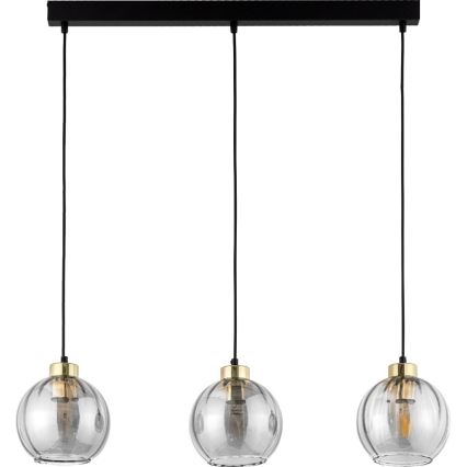 LED lestenec na lanku DEVI 3xE27/15W/230V črna/prozorna