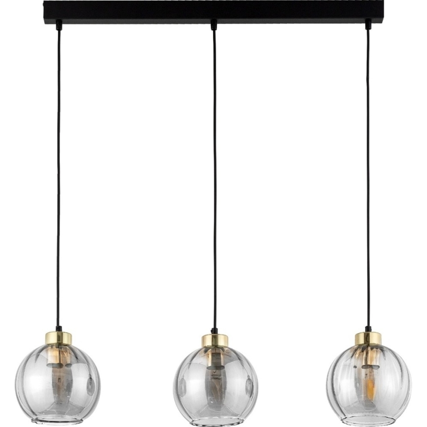 LED lestenec na lanku DEVI 3xE27/15W/230V črna/prozorna