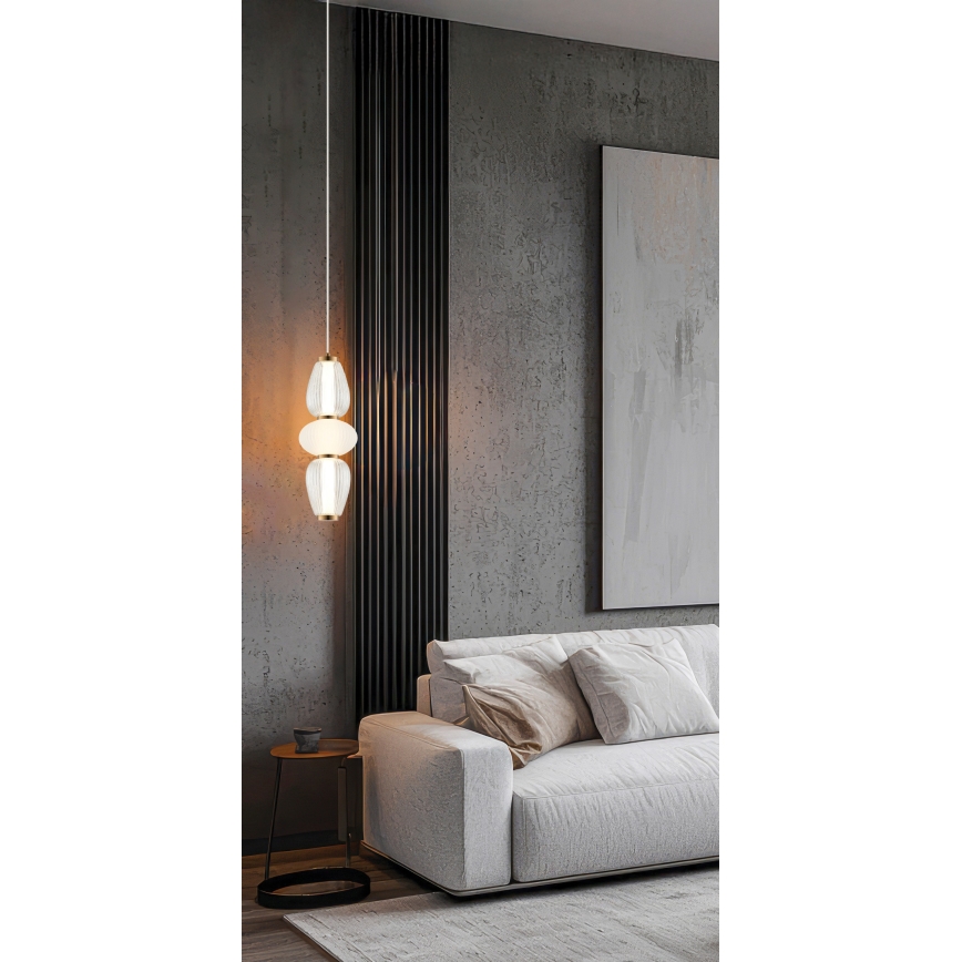 LED lestenec na lanku SHINY LED/17W/230V bela/zlata