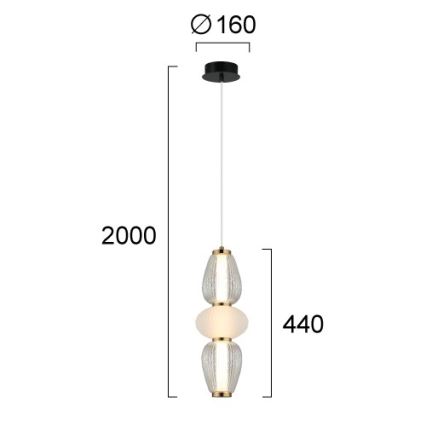 LED lestenec na lanku SHINY LED/17W/230V bela/zlata