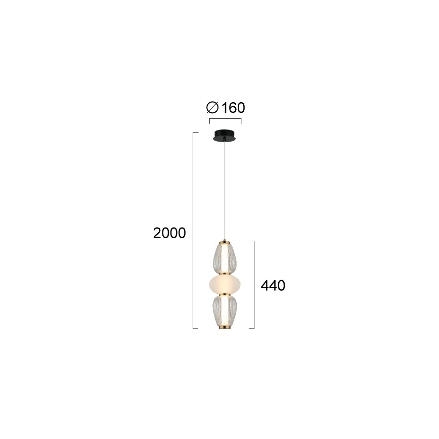 LED lestenec na lanku SHINY LED/17W/230V bela/zlata