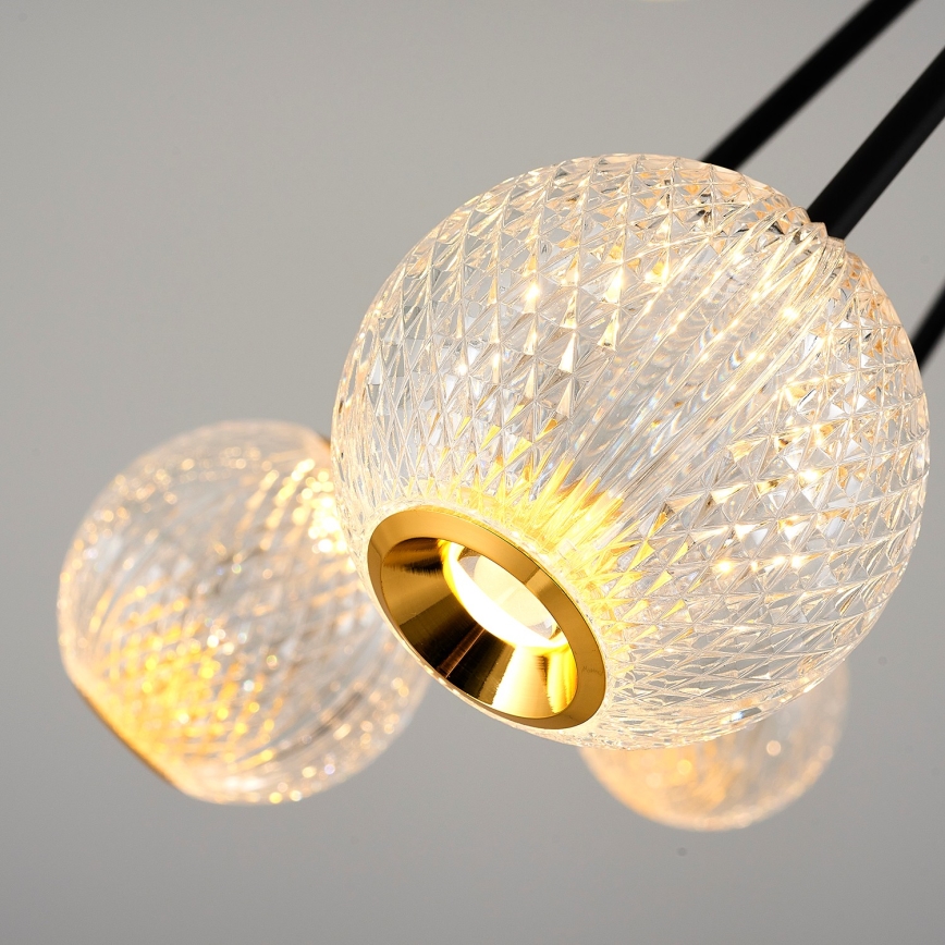 LED lestenec na palici GELA 16xLED/5W/230V 3000K črna/zlata