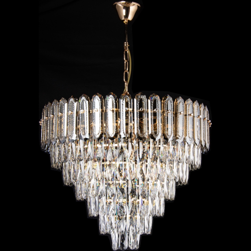 LED Lestenec na verigi 11xE27/60W/230V + 7xLED/6W pr. 60 cm zlata
