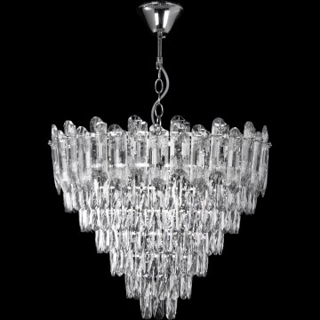 LED lestenec na verigi 11xE27/60W/230V + 7xLED/6W, premer 60 cm, sijajni krom