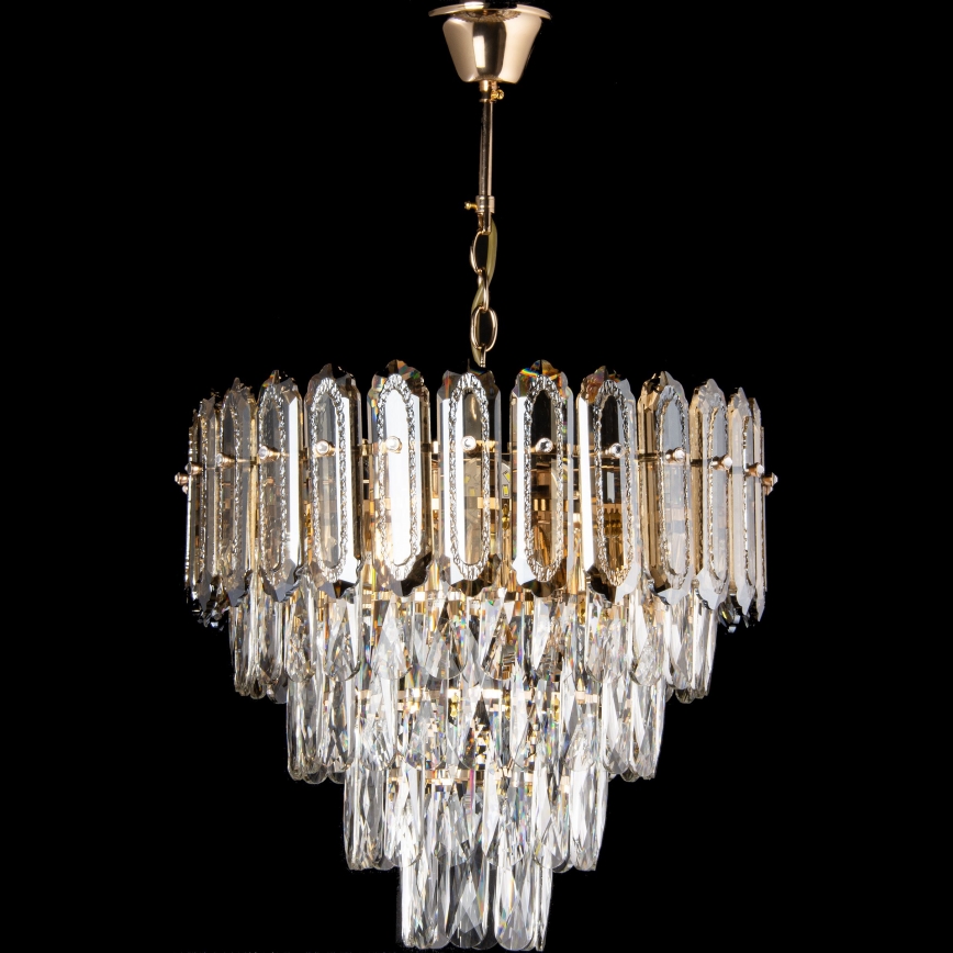 LED Lestenec na verigi 7xE27/60W/230V + 4xLED/6W pr. 40 cm zlata