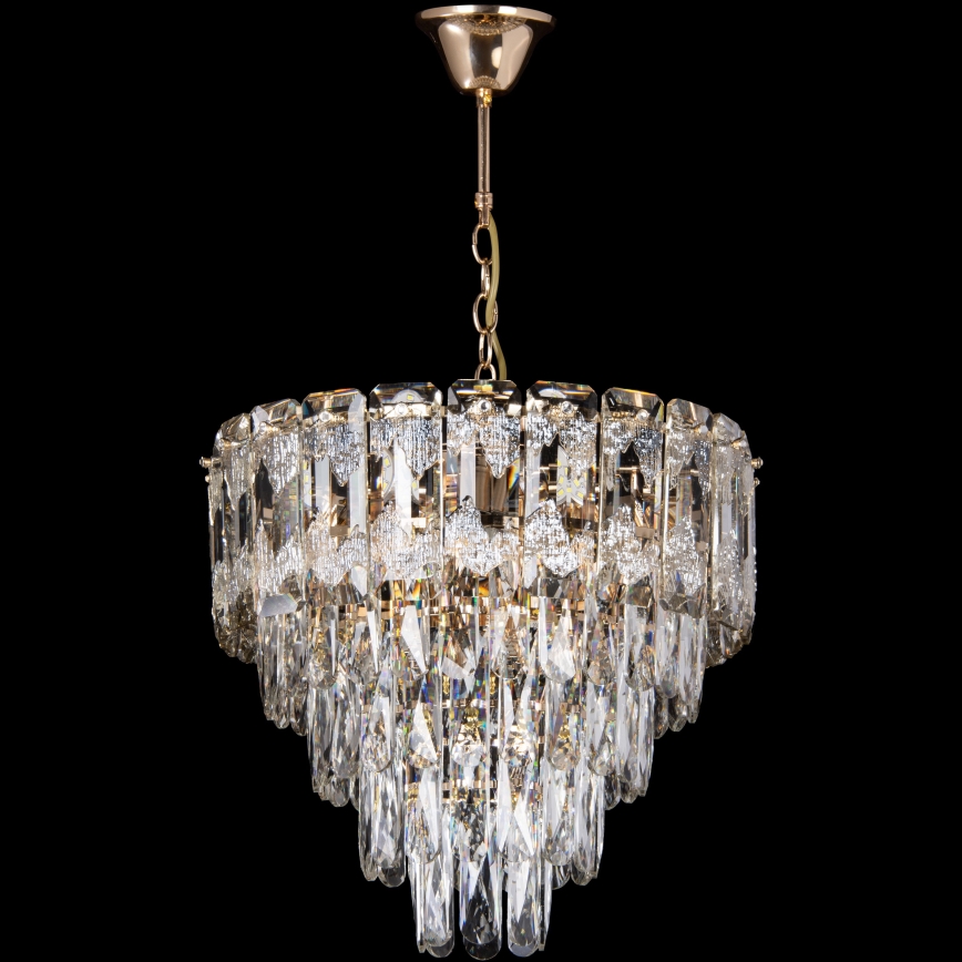 LED Lestenec na verigi 7xE27/60W/230V + 4xLED/6W pr. 40 cm zlata