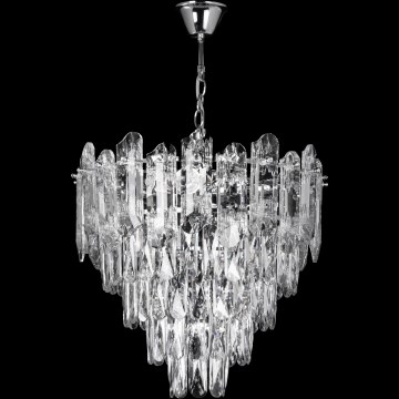 LED lestenec na verigi 7xE27/60W/230V + 4xLED/6W, premer 40 cm, sijajni krom