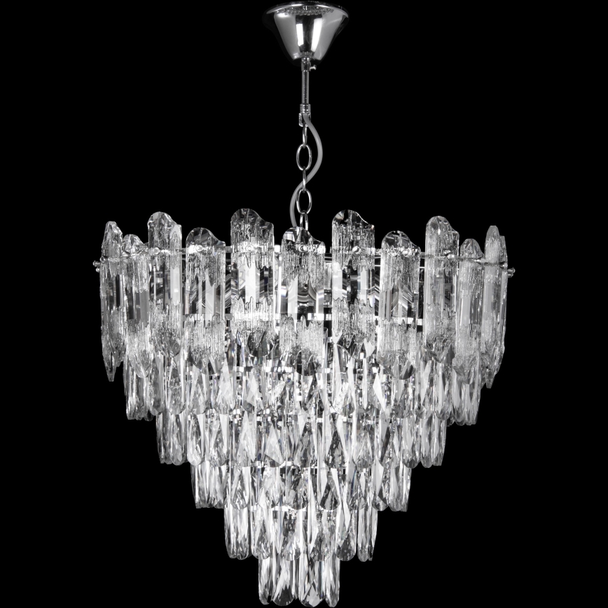 LED Lestenec na verigi 9xE27/60W/230V + 6xLED/6W pr. 50 cm sijajni krom