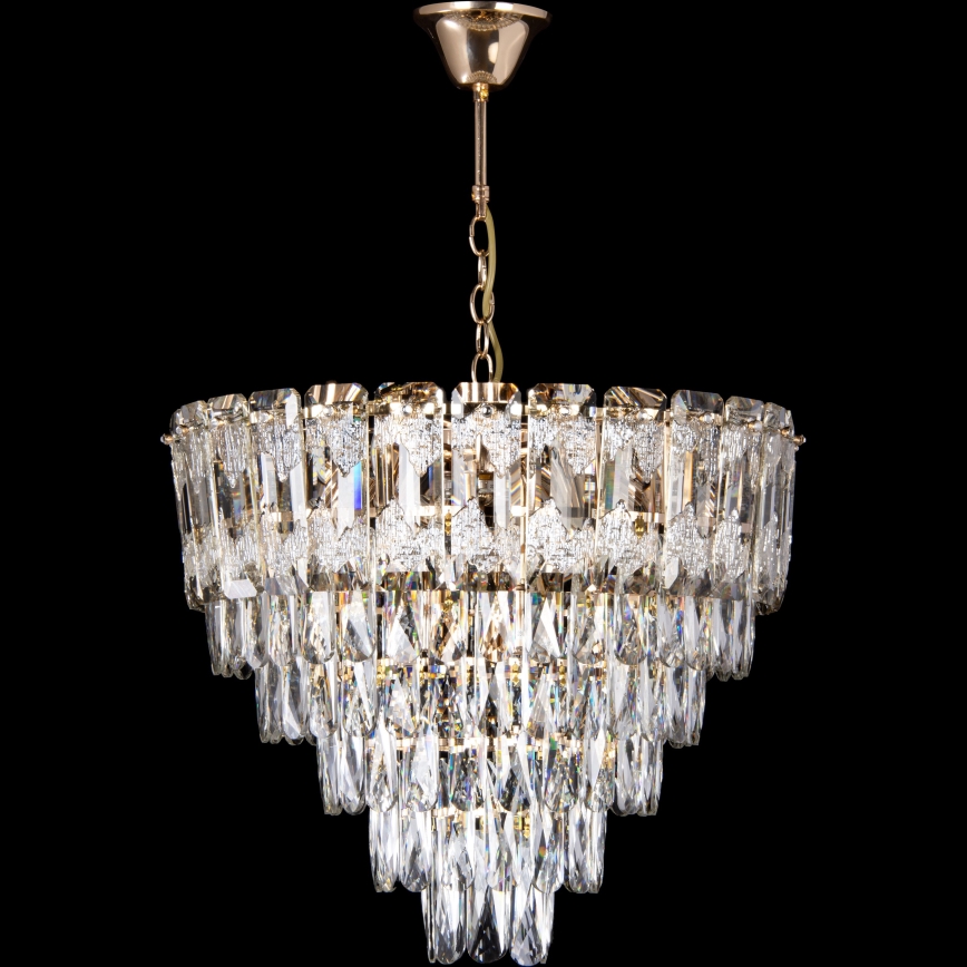 LED Lestenec na verigi 9xE27/60W/230V + 6xLED/6W pr. 50 cm zlata