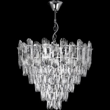 LED lestenec na verigi 9xE27/60W/230V + 6xLED/6W, premer 50 cm, sijajni krom