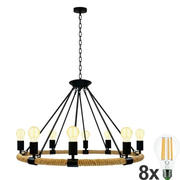 LED Lestenec na verigi ROPE ARTHUR 8xE27/6W/230V