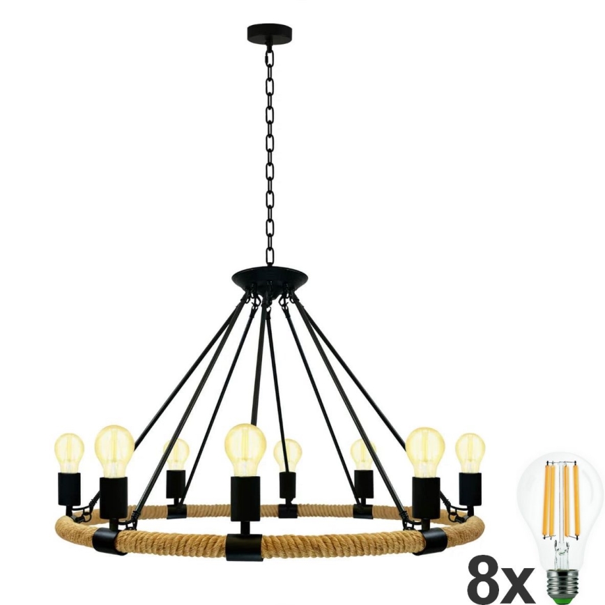 LED Lestenec na verigi ROPE ARTHUR 8xE27/6W/230V