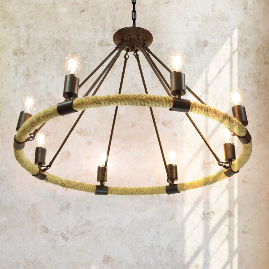 LED Lestenec na verigi ROPE ARTHUR 8xE27/6W/230V