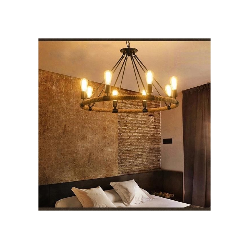 LED Lestenec na verigi ROPE ARTHUR 8xE27/6W/230V