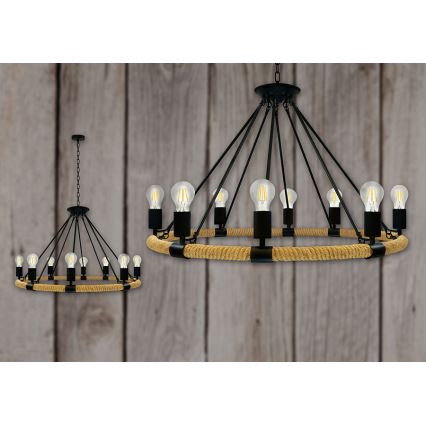 LED Lestenec na verigi ROPE ARTHUR 8xE27/6W/230V