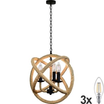 LED Lestenec na verigi ROPE GLOBO 3xE14/4,3W/230V